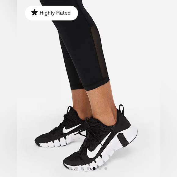 Nike Pro Women’s Mid-Rise Crop Mesh-Panel Leggings in Black (Size S). - Picture 5 of 8